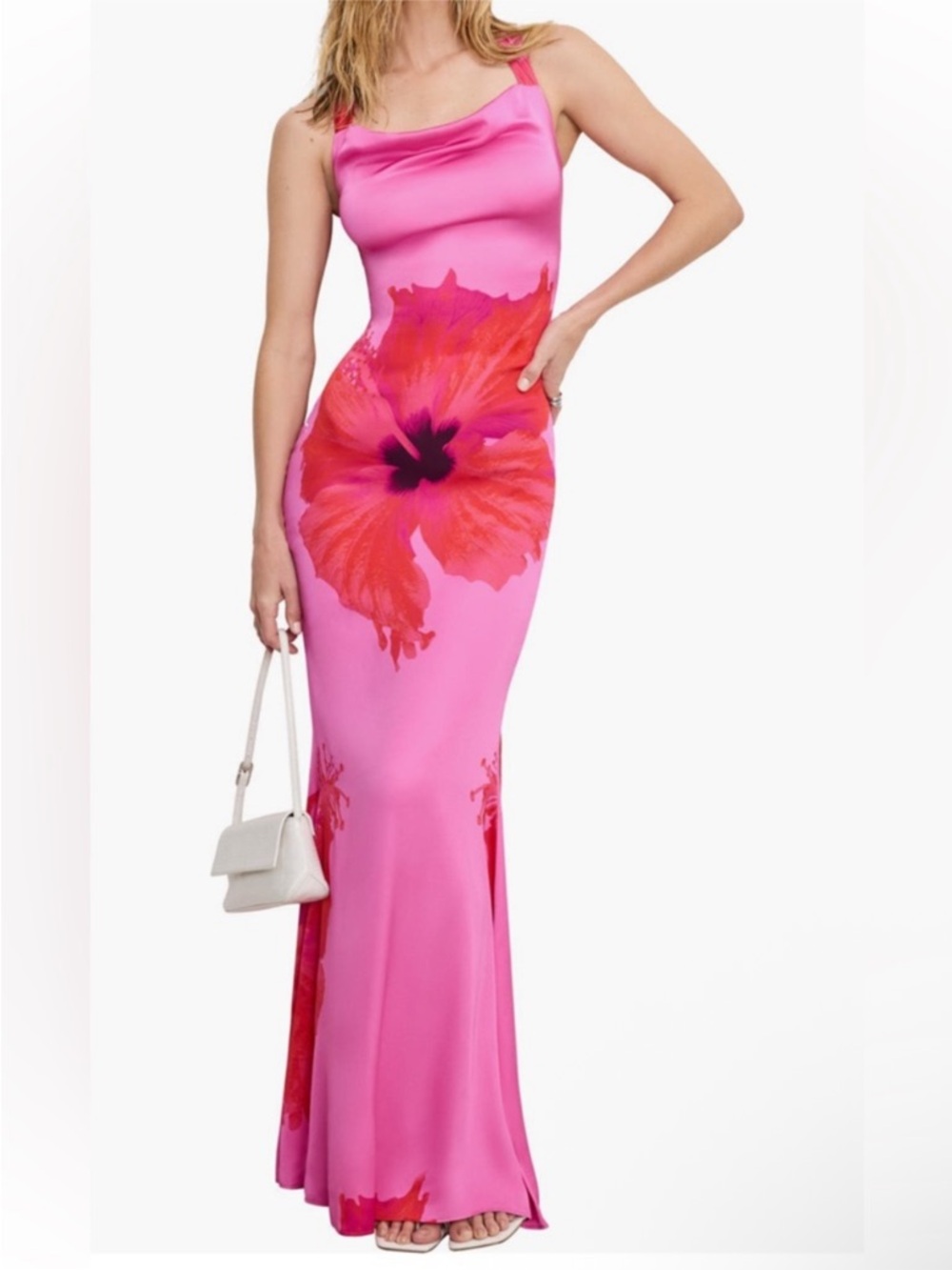 Good American Satin Lace-up Maxi Slipdress